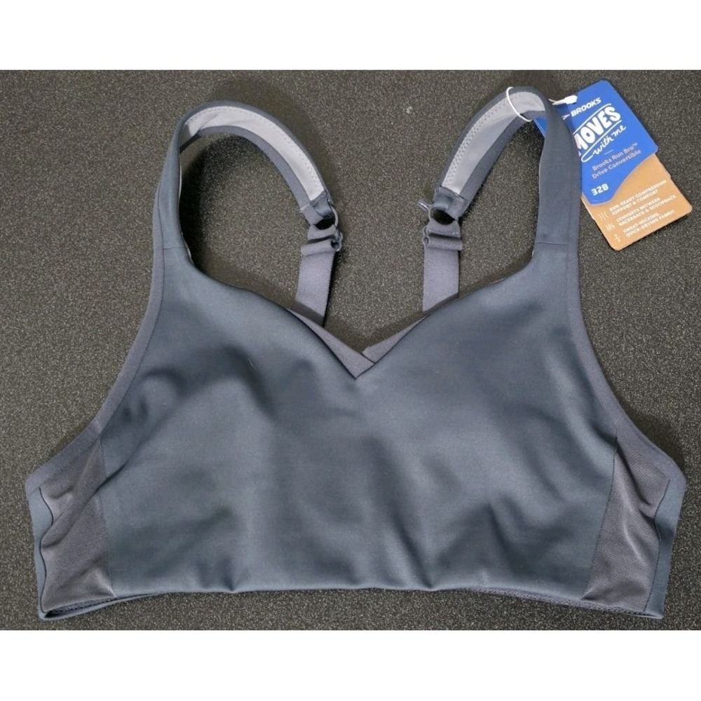 NWT Brooks Running Sports Bra Convertible Women‎ 32B Asphalt Gray Active Yoga